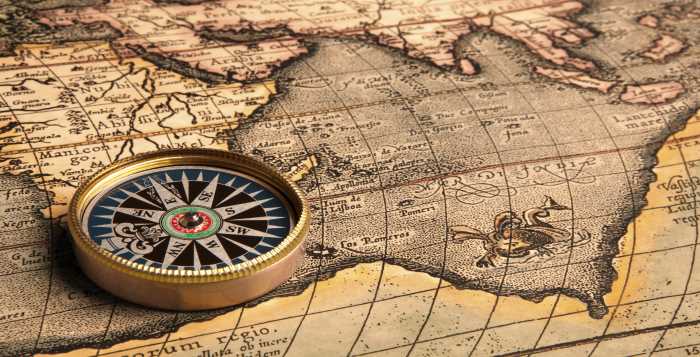A map and a compass
